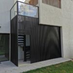 Escalier colimaçon avec claustra aluminium, Montferrier sur Lez, Hérault 34, villa architecte